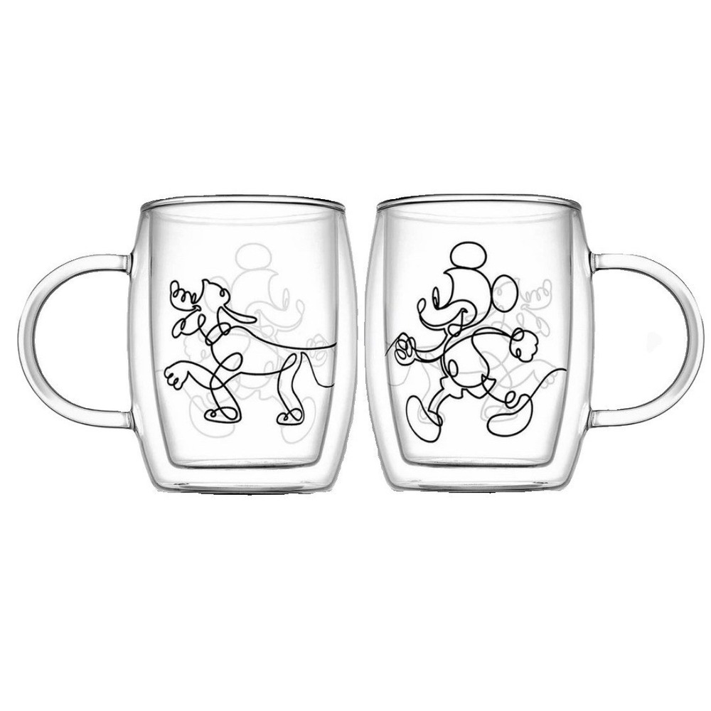 Disney 290532 Mickey and Pluto Aroma Glass Mugs 5.4 oz